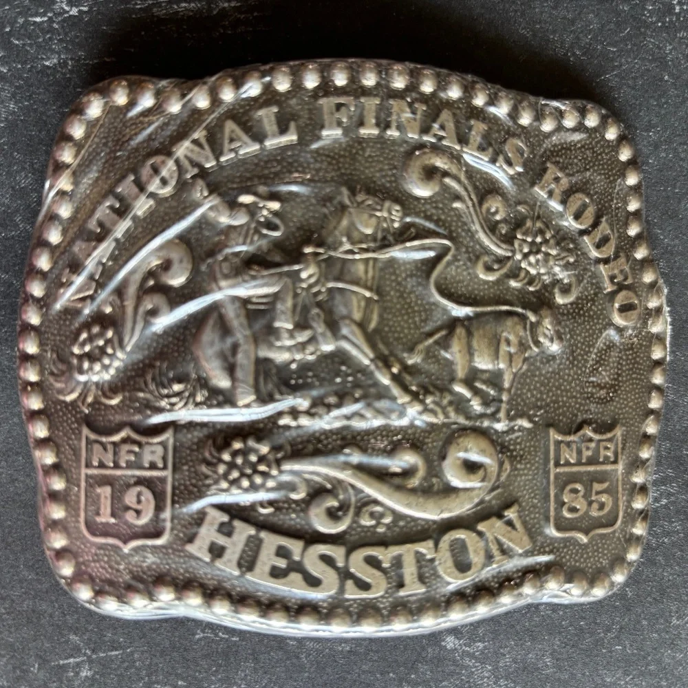Hesston 1985 Bronze Adult National Finals Rodeo Commemorative Series Belt Buckle